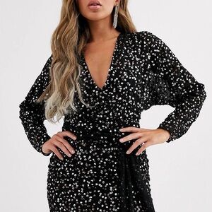 ASOS Black and Silver Long Sleeve Dress